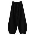thumbnail image 2 of QUINDOS Womens Fall Pants Wide Leg Long High Waisted Casual Pants Cotton Linen Pull on Loose Trousers, 2 of 6