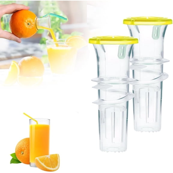 Screw-Top Manual Citrus Juicer - Handheld Lemon & Orange Squeezer with Built-In Filter & Drip-Free Spout, Easy Squeeze Juice Extractor(XX-2PCS)