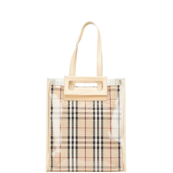 Pre-Owned Burberry Nova Check Tote Bag Shoulder Beige Vinyl Leather Canvas Women's... (Good)