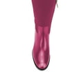 thumbnail image 4 of YDN Women Classic Round Toe Knee High Riding Boots with Chunky Low Heel Stylish Side Zipper Patchwork Long Boots Winter Pull On Dress Shoes Size 6.5 Hot Pink, 4 of 4