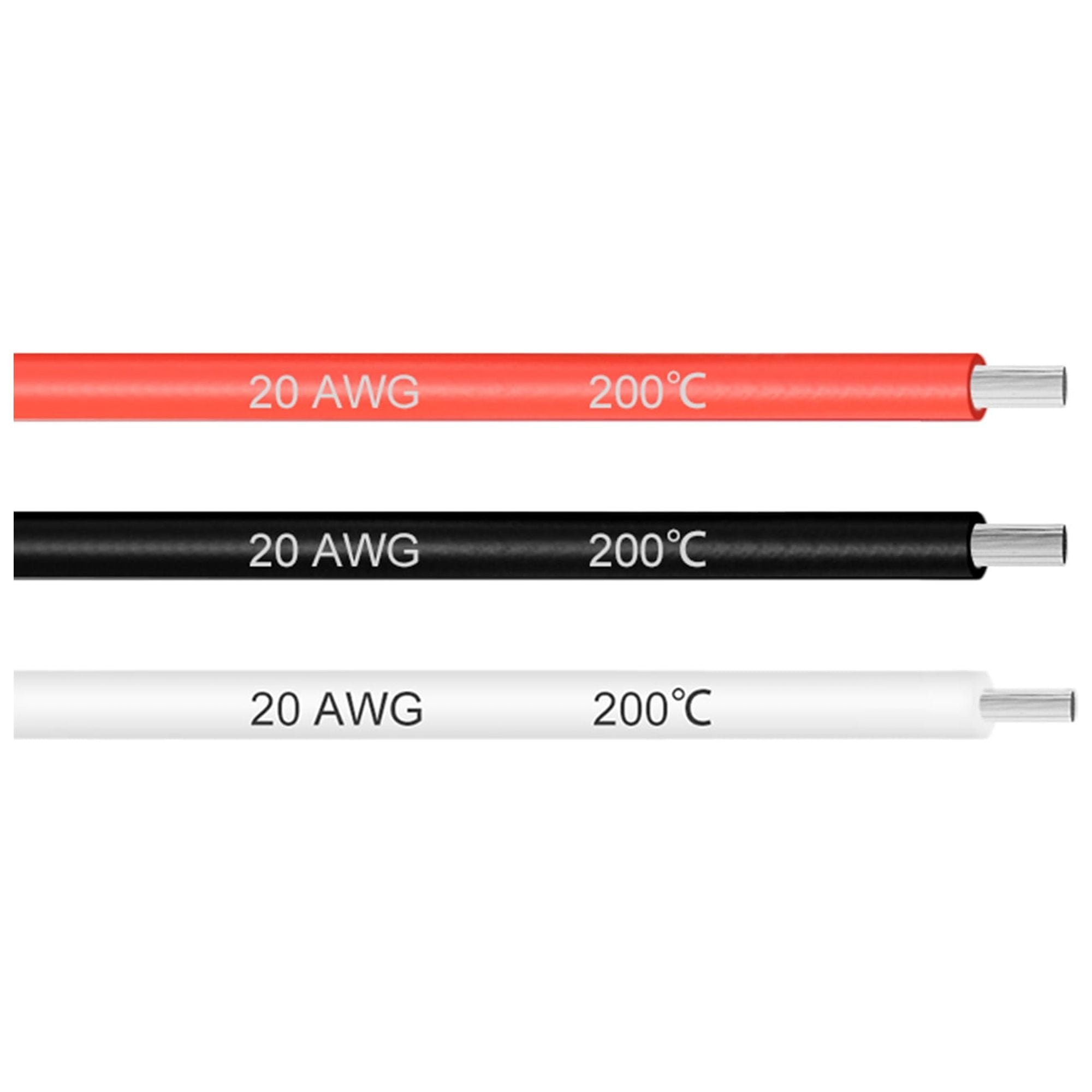 Silicone Wire 20 Gauge Electric Wire Stranded Wire 10 ft White & Black & Red
