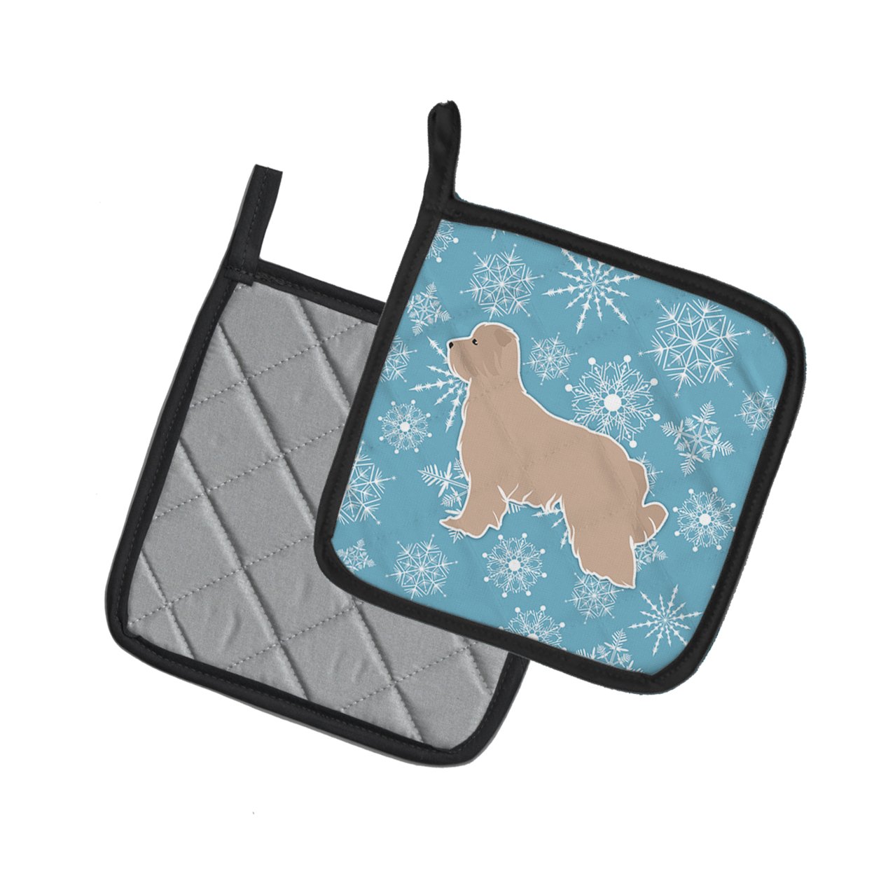Carolines Treasures BB3518PTHD Winter Snowflake Pyrenean Shepherd Pair of Pot Holders , 7.5HX7.5W, multicolor