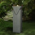 thumbnail image 2 of LuxenHome Patina Gray Resin Pillar Birds Bubbler Outdoor Fountain with LED Light, 2 of 5