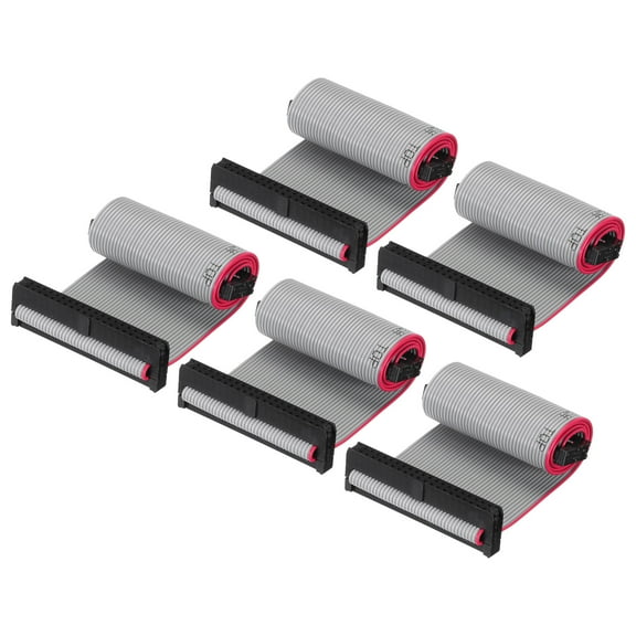 IDC 40Pin Flat Ribbon Cable, 2.0mm Pitch FC to FC Connector 20cm Length Grey Jumper Wire Computer DVD, 5Pcs