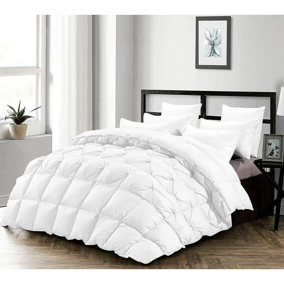 D.N.G. BEDDINGS 1 Piece Half Piece Pinch Pleated luxury Comforter Premium 800 Thread Count 100% Egyptian Cotton Super Soft (Twin/Twin XL Size White Color)