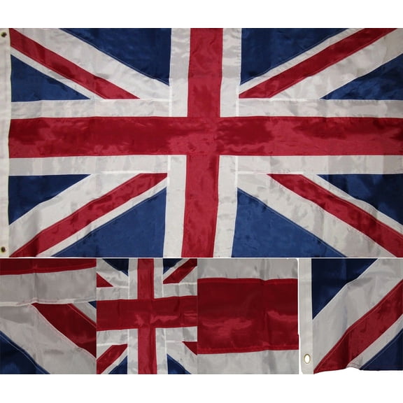 3x5 Embroidered UK United Kingdom Great Britain British Nylon Flag 3'x5' 2 Clips