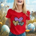 thumbnail image 2 of Fvwitlyh Chemises Cœur Femmes Mode Féminine pour Hauts Décontractés Manches Courtes Col Rond T-Shirt Imprimé Ample Rouge, TG, 2 of 5