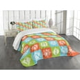 thumbnail image 3 of Ambesonne Yoga Quilted Bedspread Set 3 Pcs, Mind and Body Poses Lotus, Queen Size, Orange Green Sky Blue, 3 of 5