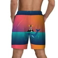thumbnail image 3 of Kdxio Lighthouse And Whale Print Men'S Swim Trunks With Compression Liner 7 Inch Inseam Quick Dry Swim Shorts, 3 of 7