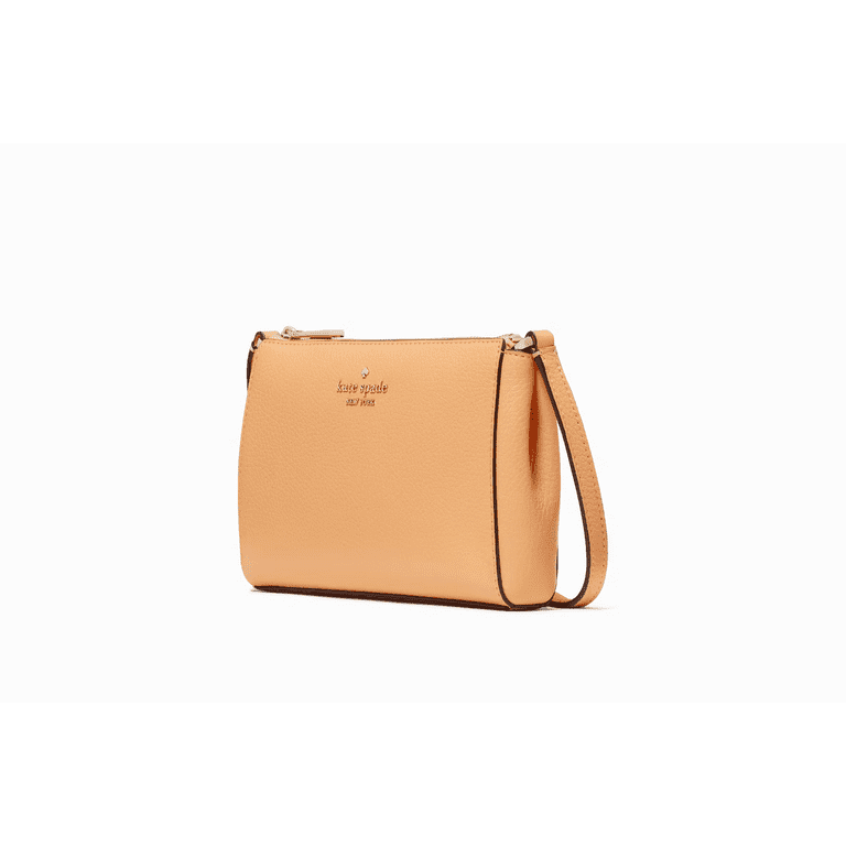Kate Spade Leila Mini Top Zip Crossbody Bag Orange Cream Leather