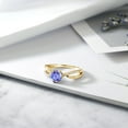 thumbnail image 4 of Gem Stone King 1.09 Ct Round Blue Tanzanite 18K Yellow Gold Plated Silver Ring 6 Prongs, 4 of 4
