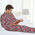 thumbnail image 4 of Wukai Hearts And Lines Men's Long-Sleeve Pajama Set - Comfortable Sleepwear with Button-Down Shirt and Pants-Small, 4 of 6