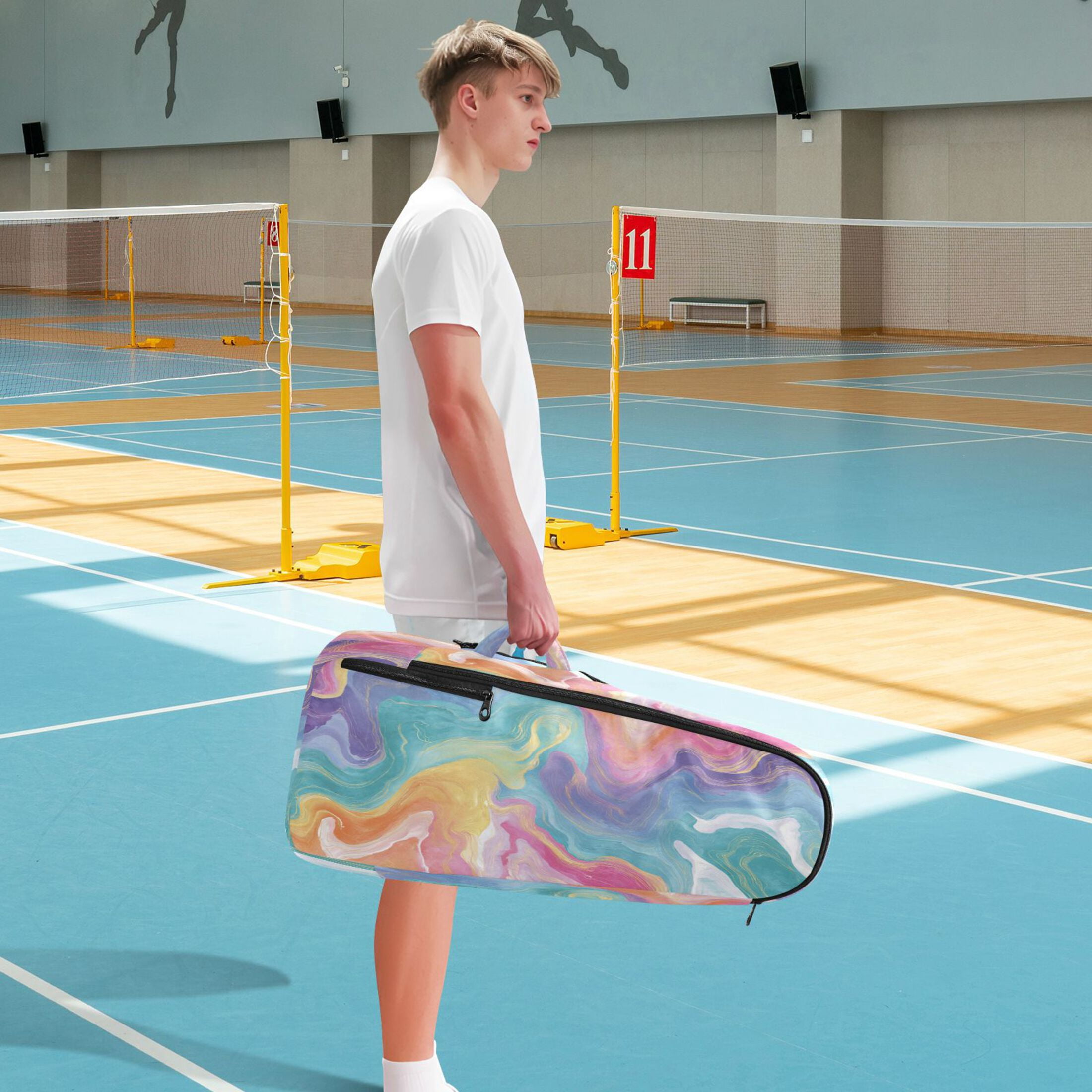 2 Racquet Holder Tennis Backpack Tennis Racket Covers Gym Bags Rainbow-colored Twists
