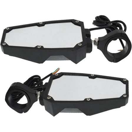 Waltyotur Rear View Side Mirrors For UTV Polaris RZR Fit 1.75"-2" Roll Cage w/ LED Lights