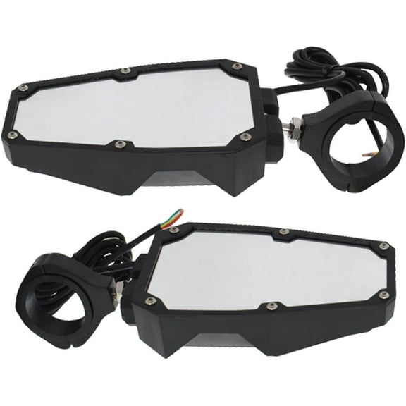 Waltyotur Rear View Side Mirrors For UTV Polaris RZR Fit 1.75"-2" Roll Cage w/ LED Lights
