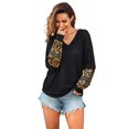 thumbnail image 1 of Women’s Casual Leopard Print Long Sleeve V Neck Pullover Knit Sweaters Top, 1 of 5