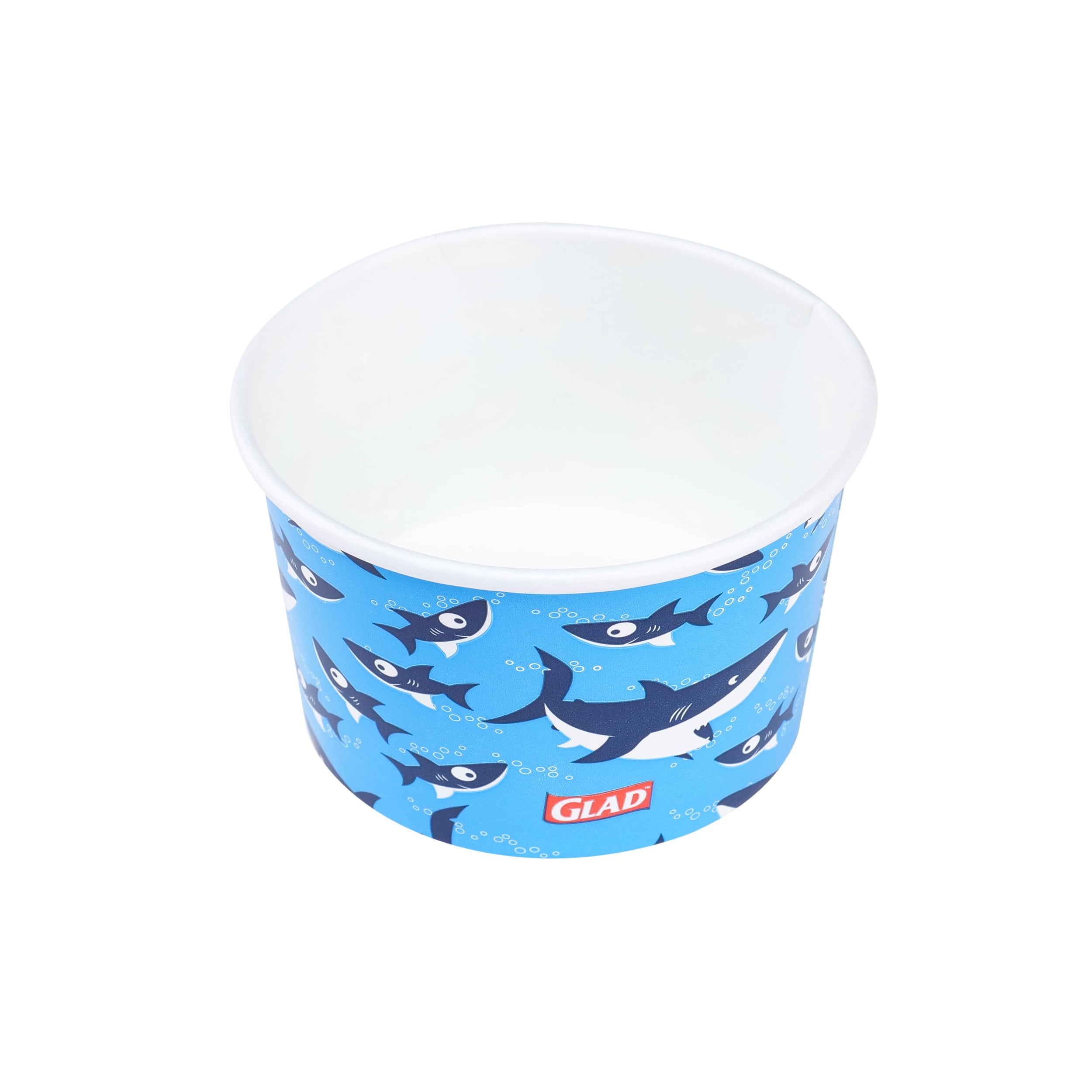 Glad For Kids Sharks 6oz Paper Snack Bowls, 24 Count - Leak Resistant & Sturdy