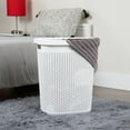thumbnail image 3 of Mind Reader 50L Slim Laundry Hamper, Clothes Basket, Lid, Plastic, 17.65"L x 13.75"W x 21"H, White, 3 of 9