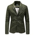 thumbnail image 2 of Men's Suit Jacket 100% Cotton Washed Retro Single Breasted Blazer Slim Long Sleeve Outwear Wedding Formal Coat, 2 of 3