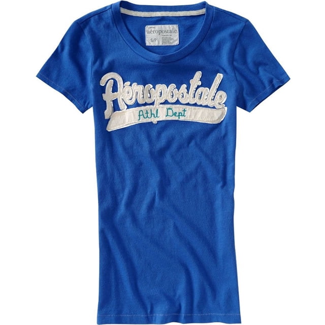 Aeropostale Camiseta atlética gráfica para mujer, azul, extra pequeña