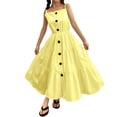 thumbnail image 1 of Robe Fille Tout-Petit Enfants Robe d'Été Décontractée Bretelles Spaghetti Robe Tournante Robe Jaune 8 Ans-9 Ans, 1 of 7