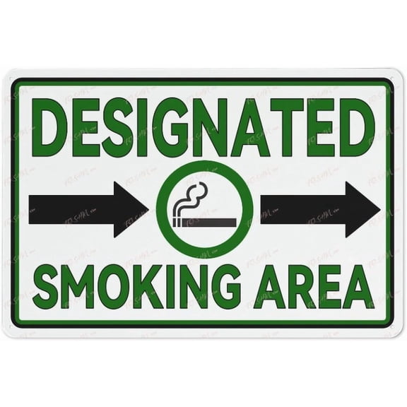 Designated Smoking Area Aluminum Sign Indoor & Outdoor Use Sign 12X8 Inch