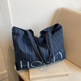 thumbnail image 4 of Bolso vaquero de gran capacidad para desplazamientos de ocio para mujer, bolso de hombro de tendencia, bolso de mano a rayas versátil, bolsa de mano para mujer, 4 of 5