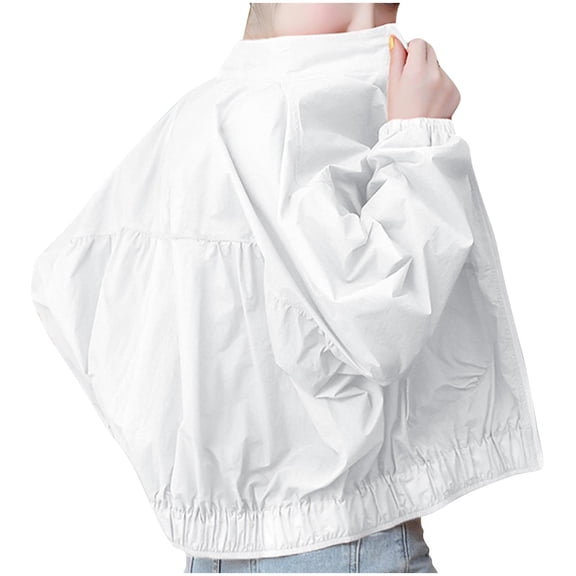 Htigea Women's UPF 50 Sun Protection Jackets Summer Lightweight Long Sleeve Athletic Workout Coats with Pocket White M