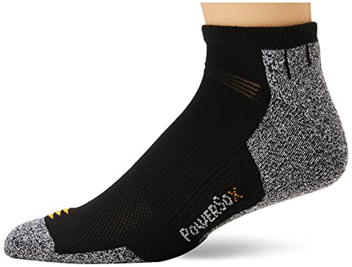 PowerSox Mens Big and Tall 3-Pack Powerlites No Show Socks with Moisture Control Shoe Size 13-16 Black 