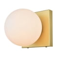 thumbnail image 2 of Living District Jaylin 1-Light Iron & Glass Bath Sconce in Brass/Frosted White, 2 of 5
