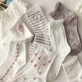 thumbnail image 7 of 5/6/10 Pairs of Women's Vintage Floral Patterned Cute Ruffle Cartoon Cotton Crew Socks, 7 of 7