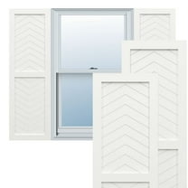 Ekena Millwork 18"W x 55"H True Fit PVC Two Panel Chevron Modern Style Fixed Mount Shutters, Unfinished (Per Pair - Hardware Not Included)