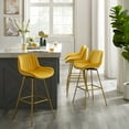 thumbnail image 5 of Art Leon Counter Height Bar Stools, 26" Height Swivel Velvet, Island Stools with Golden Metal Legs, Set of 2, Yellow, 5 of 8