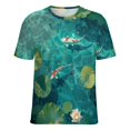 thumbnail image 5 of Lucky Koi Fish Lotus Leaf Women's T-Shirt Short Sleeve T Shirts Tops Tee Ladies Loose T, 5 of 6