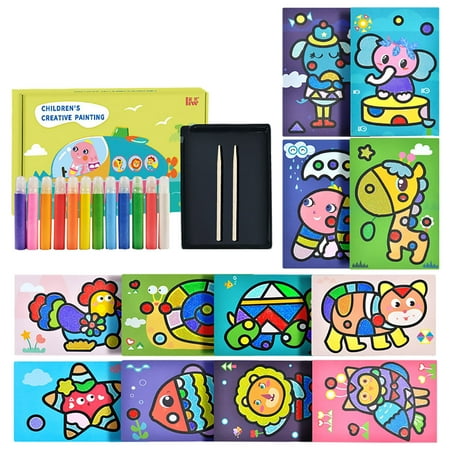 

Sand Painting Kit For Kids Complete Sand Painting Tool Colored Sand Paintings With 12 Sand Paintings Brush Wooden Pen Sand Table Sand Art Toys DIY Sand Art Children s Favorite