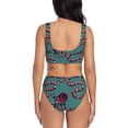 thumbnail image 3 of Wukai Snake And Rose Women's Bikini Set Two Piece,wimsuit High Waisted V Neck Twist Front Adjustable Spaghetti Straps Bathing Suit-Medium, 3 of 7