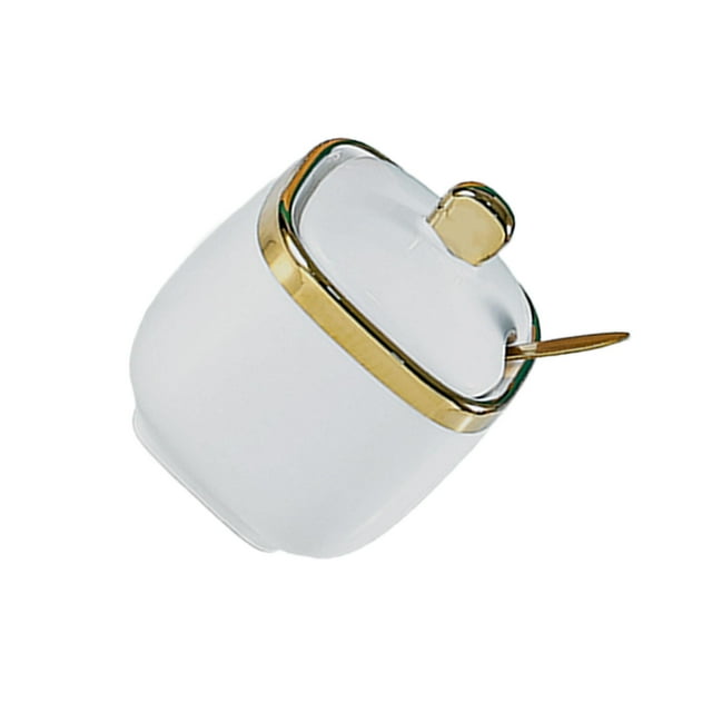 Guardoinrt Porcelain Sugar Bowl Ceramic Condiment Pot Countertop for Kitchen Round Restaurant Dark Green White Square