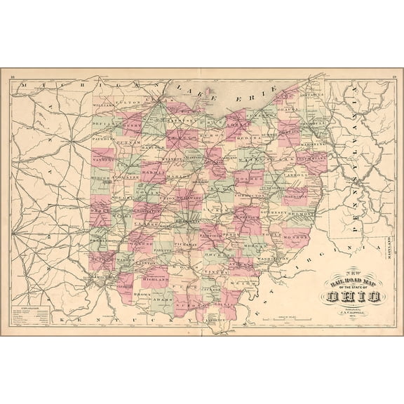 24"x36" Gallery Poster, 1875 map of ohio