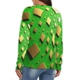 thumbnail image 4 of Green Gold Squares Modern Art V-neck Sweater Winter Clothes Long Sleeve Knitwear Sweater Women's Pullover, 4 of 5