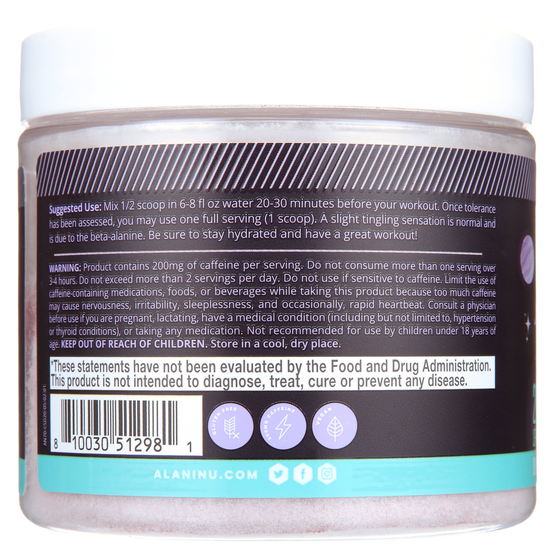 Alani Nu Pre-workout Powder, Cosmic Stardust, 20 Servings, 200mg Caffeine