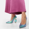 thumbnail image 5 of FSJ Women Sexy Crystal Chunky Block High Heel Pumps Rhinestone Pointed Closed Toe Slip On Bridal Party Wedding Dressy Shoes Size 10.5 Turquoise Studded, 5 of 5