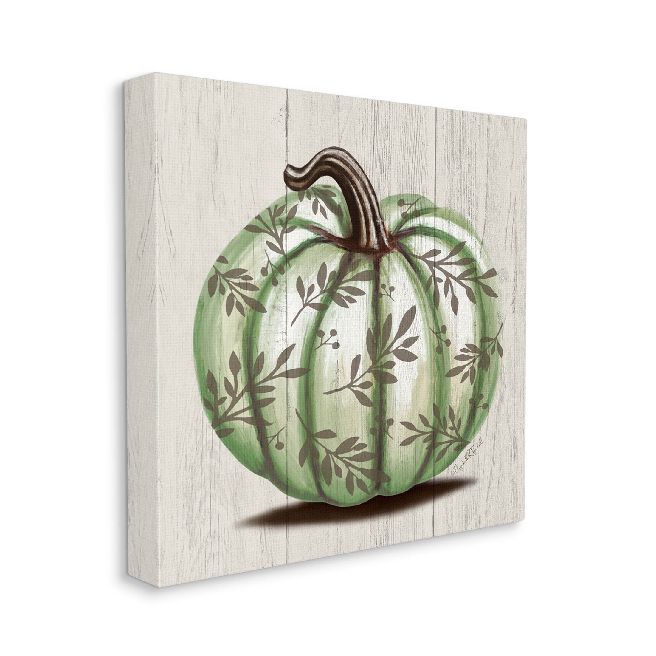Stupell Industries Green Autumn Pumpkin Patterned Graphic Art Gallery Wrapped Canvas Print Wall Art, Design by Elizabeth Tyndall