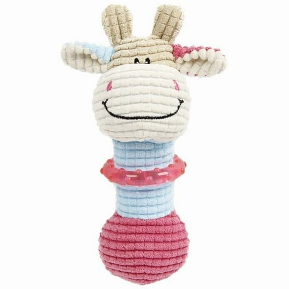 Pet Life 'Giraffe-Cow' Plush Squeaking and Rubber Teething Newborn Puppy Dog Toy(D0102HAX26G.)