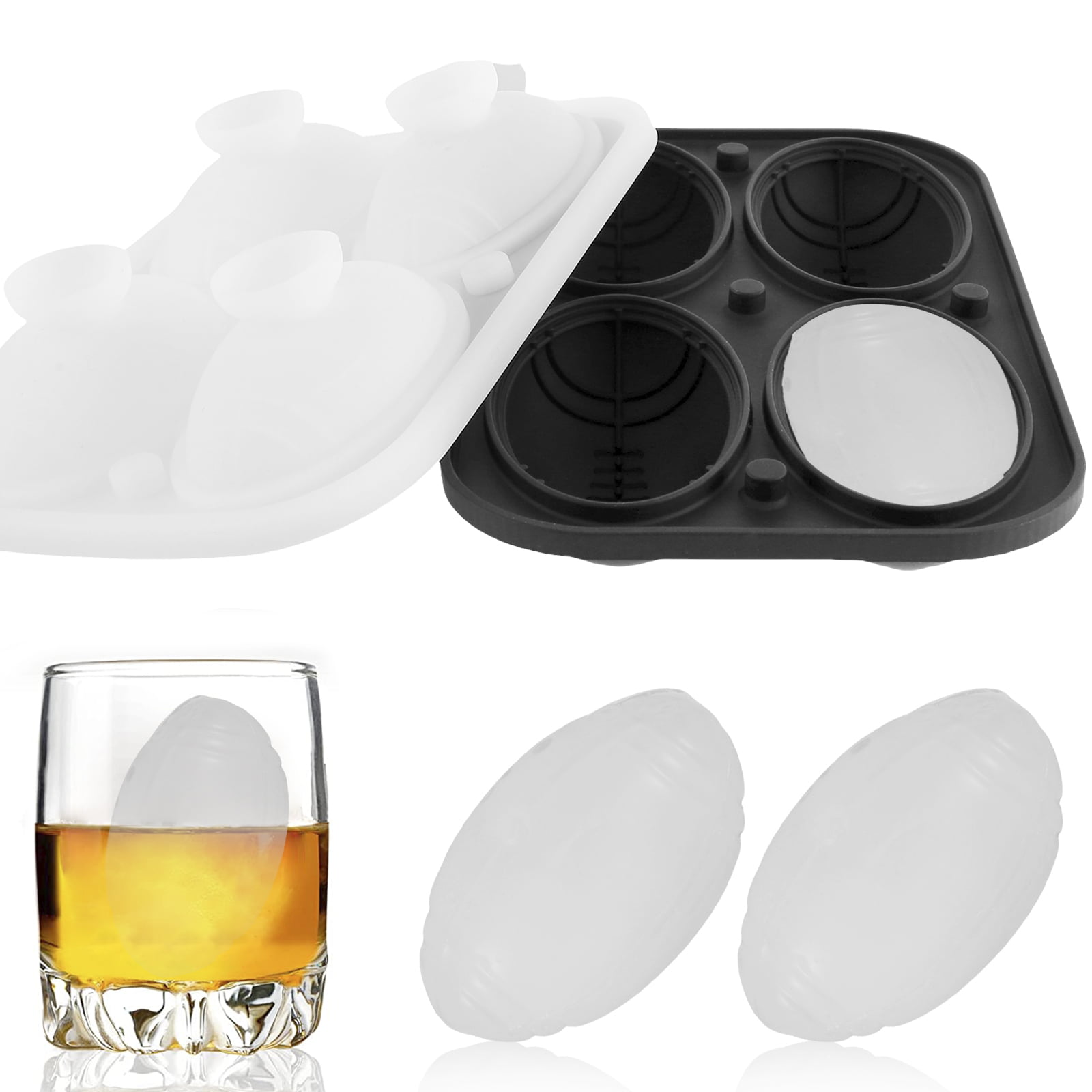 4-Large Ice Cube Ball Mold / Maker / Whiskey Round Mould / Ice Maker /  Silicone / Ice Ball Mould /Jelly Moulc / 冰球制冰模具 Packaging Plastic Bag HM  Bag / HM Singlet /