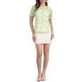 thumbnail image 2 of INSPIRE CHIC Women's Chiffon Tops Short Sleeves Ruffled Trim Floral Work Office Blouse M Light Green, 2 of 6