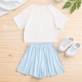 thumbnail image 3 of SGMVNU Girls 2 Piece Summer Athletic Outfits, Short Sleeve Crewneck Shirt Workout Top and Flowy Shorts Tracksuit, Size 6-7 Years, Sky Blue, 3 of 3