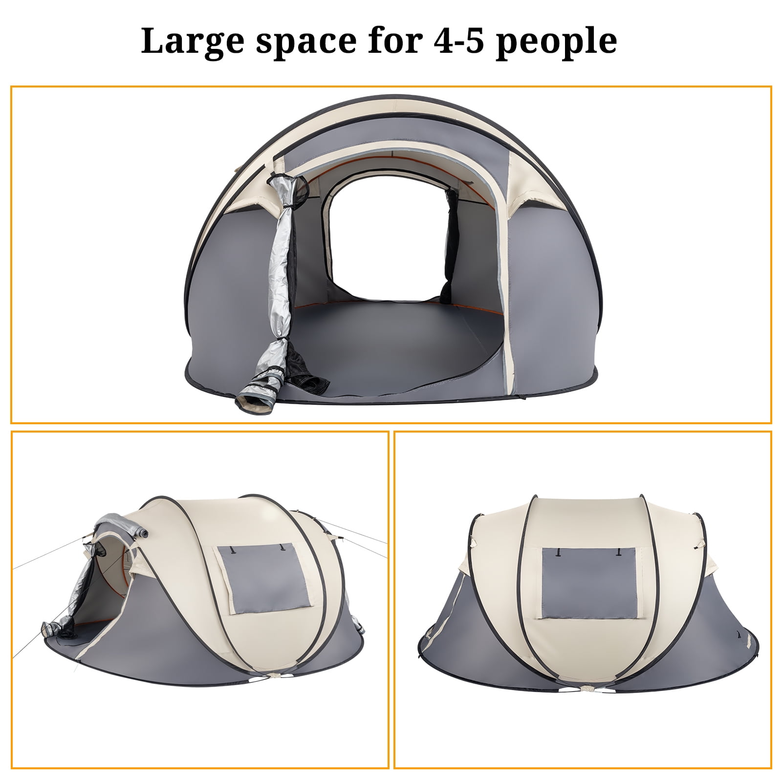 Ktaxon 4-Person Automatic Family Dome Camping Tent Easy Setup with Carrying Bag, Khaki