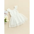 thumbnail image 4 of Douhoow Toddler Baby Girls Tulle Dress Summer Kids Solid Sleeveless Mesh Patchwork Princess Dresses, 4 of 9