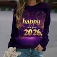 thumbnail image 2 of Makaor Cute Sweatshirts for Women Happy New Year Crew Neck Tops Graphic Long Sleeve Pullover Tees Fleece Cute Fall Outfits, 2 of 4