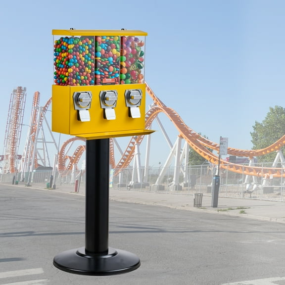 KFFKFF Vending Machines 3 Gumball, 17.13 x 14.96 x 43.90 Inches Yellow